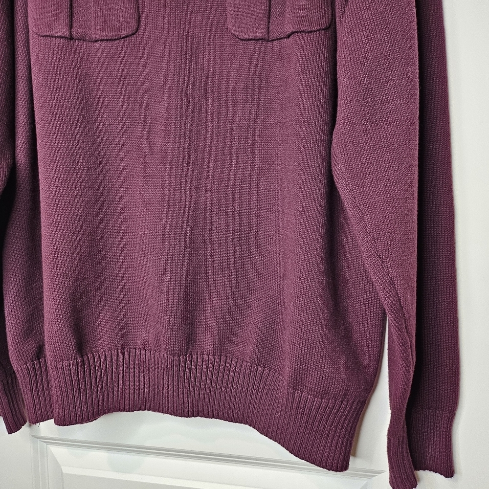 Men’s XXL Burgundy Half Zip Sweater 100% Cotton Casual Classic Pullover - Picture 6 of 8